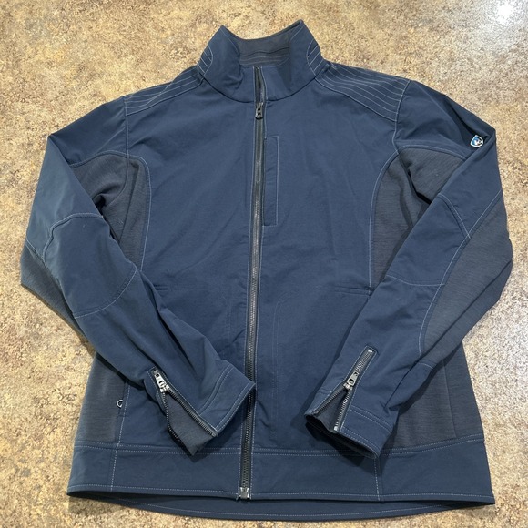 Kuhl Dfynce Jacket Mens Large Navy Full Zip Moto Coat Hiking Performance Stretch - Picture 1 of 5